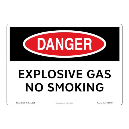 Danger/Explosive Gas Sign (OS1072DH-)|Weather Tuff Plastic 12" X 18" Corner Mounting Holes|OSHA Signs|Sign for Chemical/Fuel Storage Facility